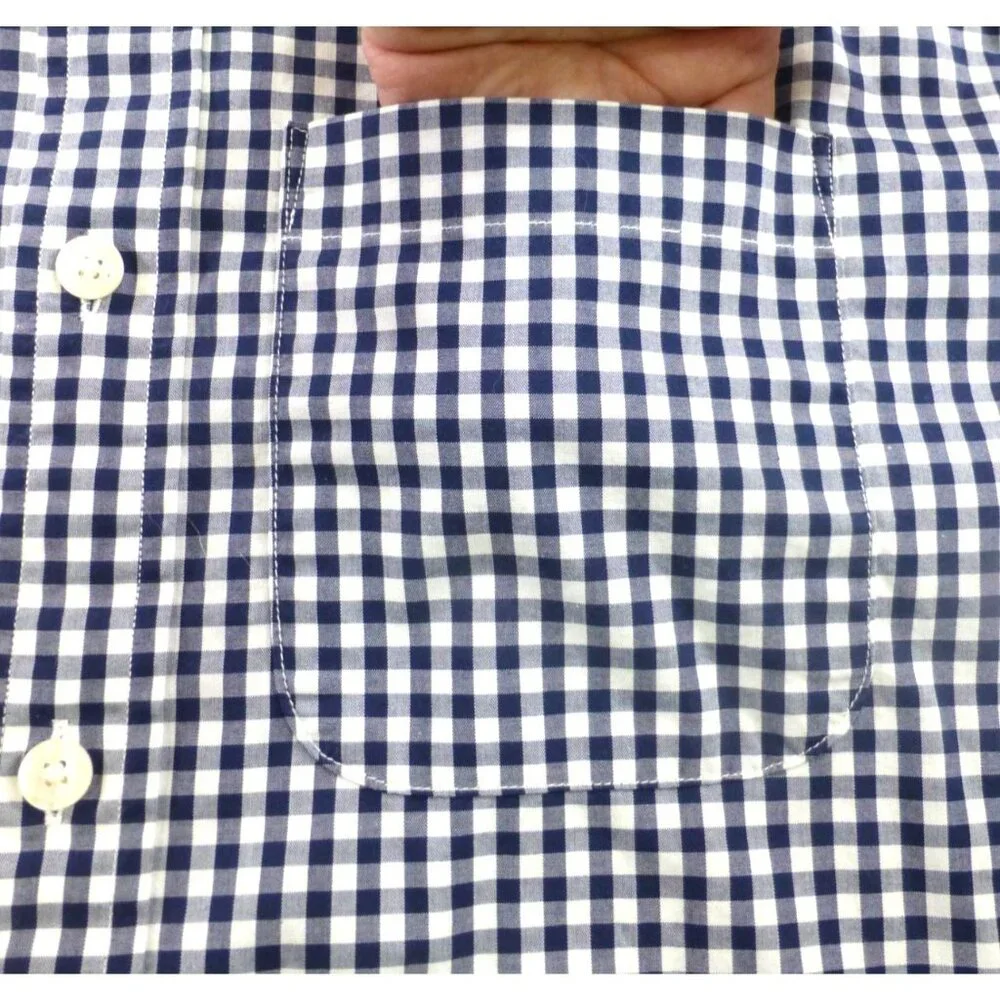 Abercrombie & Fitch Navy Blue‎ Gingham Check Button Down Casual Shirt Xxl Preppy